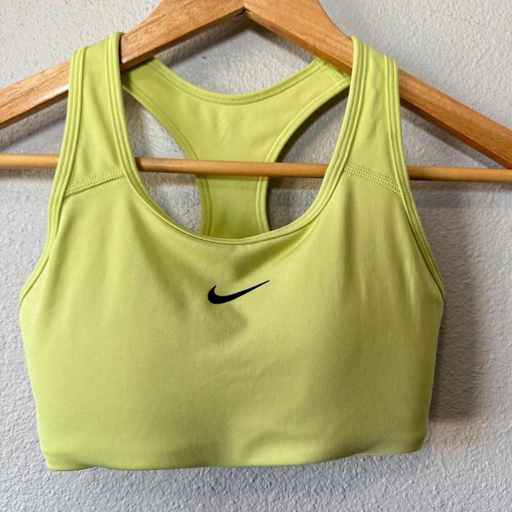 Nike Dri-FIT Racerback Sports Bra Yellow XS Athletic Workout Gym